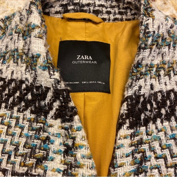 ZARA Long Plaid Lightweight Overcoat - Picture 5 of 8